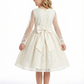 Lace Applique Bridesmaid Dress Skirt Long Sleeve Round Neck Modest Knee Length Elegant
