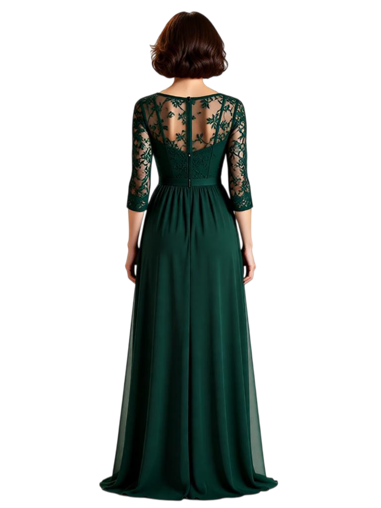 Sexy Slit Mermaid Dresses Mother of The Groom Dresses Long Formal 3/4 Sleeves
