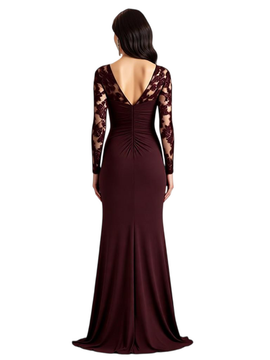 V-Neck Plus Size Mermaid Dresses Mother of The Groom Dresses Long Formal Mermaid