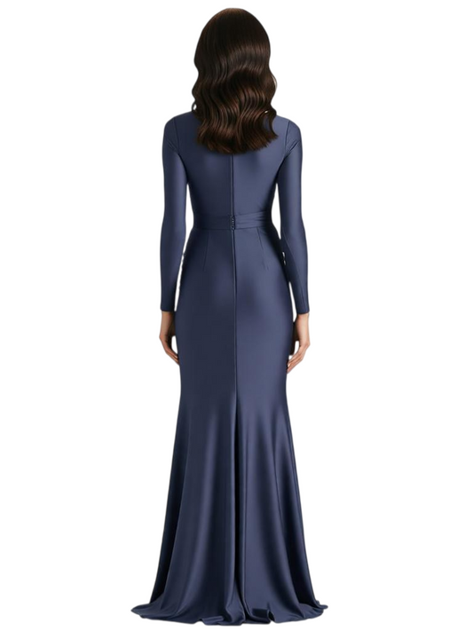 High Slit Mermaid Dresses Mother of The Groom Dresses Long Formal Long Sleeve Gowns