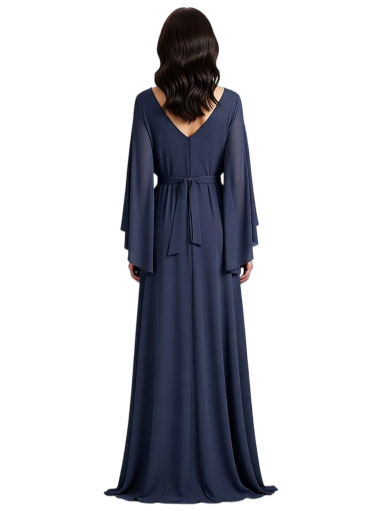 Chiffon Chic Dresses Mother of The Bride Dresses Formal Long Sleeve Wedding Gowns