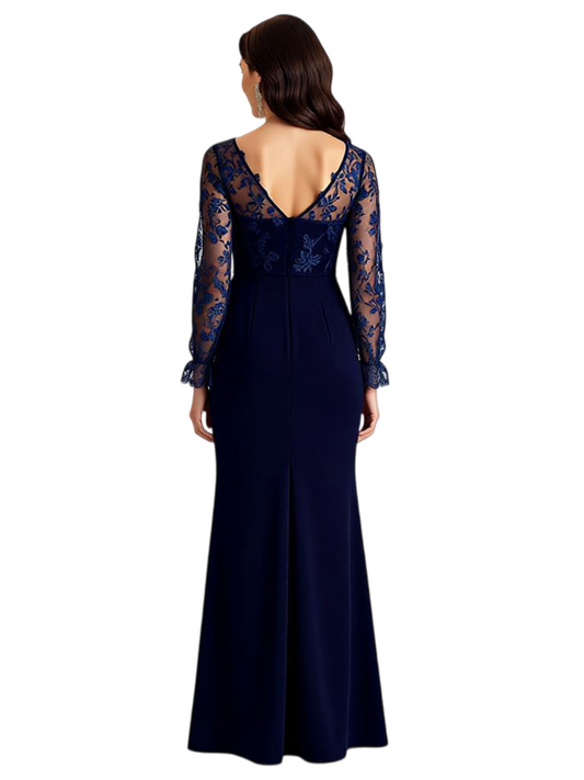 Long Sleeve Custom Mother of The Groom Dresses Wedding Evening Mother Outfits V Neck