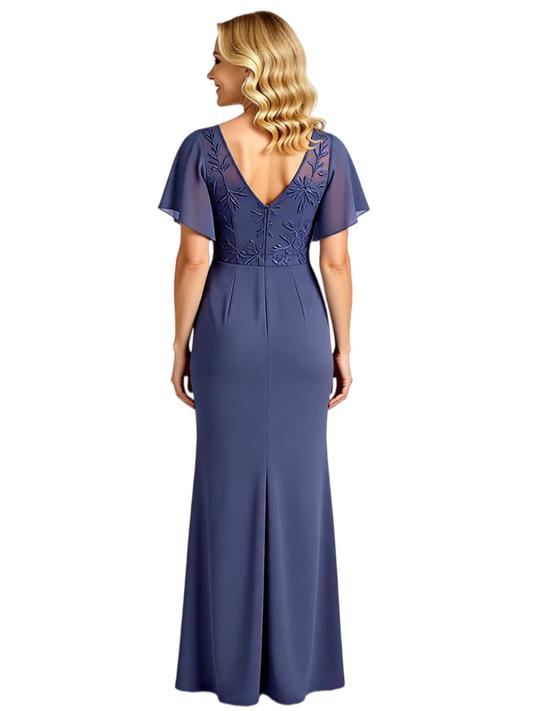 Chiffon Wedding Mother of The Bride Dresses V-neck Wedding Party Gowns for Moms