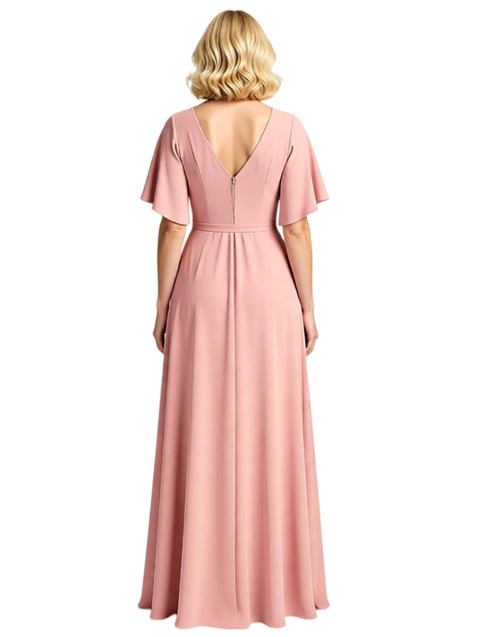 Modern Wedding Mother of The Bride Dresses Outfits for Moms V-neck Wedding Party Gowns