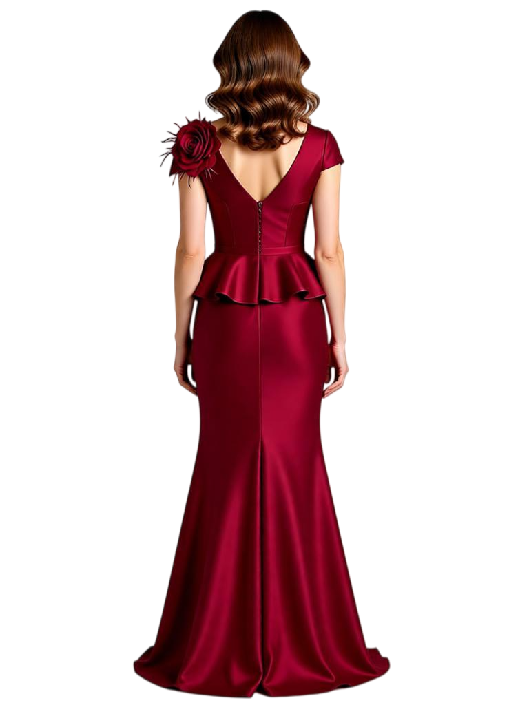V-Neck Satin Wedding Formal Dresses Satin Mother of The Groom Dresses Wedding Outfits for Moms