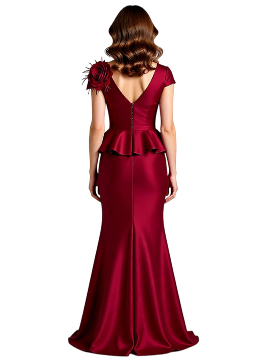 V-Neck Satin Wedding Formal Dresses Satin Mother of The Groom Dresses Wedding Outfits for Moms