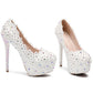 Women's Wedding Shoes Decorative Lace Wedding Heels Bridal Shoes With Beading, H90
