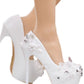 Women's Wedding Shoes Decorative White Lace Wedding Heels Bridal Shoes, H88