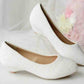 Women's Wedding Shoes Decorative Pearl Wedding Low Heels Bridal Shoes With Beading,H82