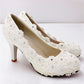 New Arrival Women's Wedding Shoes Decorative Lace Wedding Heels Bridal Shoes, H98