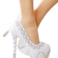 Women's Wedding Shoes Decorative White Pearl Wedding Heels Bridal Shoes, H87