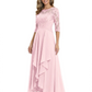 3/4 Sleeve Mother of the Bride Dress with Lace Embroidery High-Low Hem 2026
