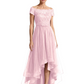 Formal High-Low Mother of the Bride Gown Short Sleeve Lace Maxi Dress with Tiered Skirt