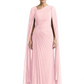 Elegant Asymmetric Neck Long A-Line Chiffon Mother of the Brides Dresses Mom Outfit with Cape