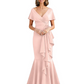 Satin Mother of the Bride Dress with Cascading Ruffles and Mermaid Tail V-Neck