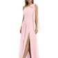 One-Shoulder Mother of the Bride Dress Chiffon Gown with Long Sash Detail