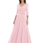 Chiffon Mother of the Bride Dress with Sequin V-Neck and Elegant Bow Sash