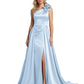 One Shoulder Sleeveless Mother of the Brides Dresses Floor Length Slit With Train