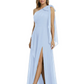 One-Shoulder Mother of the Bride Dress Chiffon Gown with Long Sash Detail