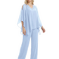 V-Neck Chiffon Mother of the Brides Dresses Plus Size Jacket Suits Wedding