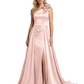 One Shoulder Sleeveless Mother of the Brides Dresses Floor Length Slit With Train