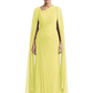 Elegant Asymmetric Neck Long A-Line Chiffon Mother of the Brides Dresses Mom Outfit with Cape