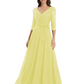 Chiffon Mother of the Bride Dress with Sequin V-Neck and Elegant Bow Sash