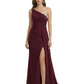 One Shoulder Mother of Bride Dress Ruffle Formal Gowns Mermaid Floor Length Train Slit