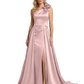 One Shoulder Sleeveless Mother of the Brides Dresses Floor Length Slit With Train