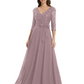 Chiffon Mother of the Bride Dress with Sequin V-Neck and Elegant Bow Sash