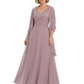 Luxury Formal Mother of Bride Dress Sparkling Sequin Top & Flowy Chiffon Skirt with Shawl