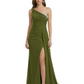 One Shoulder Mother of Bride Dress Ruffle Formal Gowns Mermaid Floor Length Train Slit