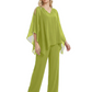 V-Neck Chiffon Mother of the Brides Dresses Plus Size Jacket Suits Wedding