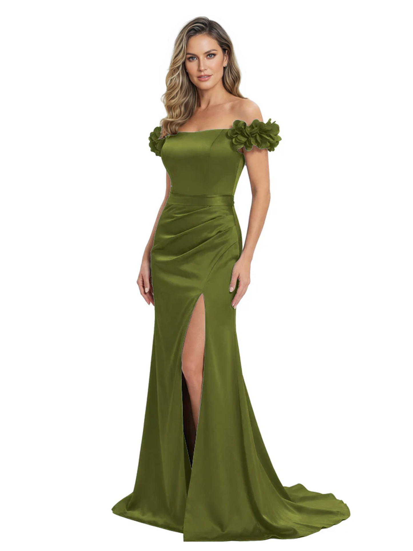 Elegant Mother of the Groom Dresses Mermaid Satin Formal Gown High Slit