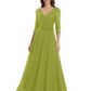 Chiffon Mother of the Bride Dress with Sequin V-Neck and Elegant Bow Sash