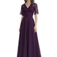 Lace Floor Length Mother of The Bride Dresses Long V-Neck Wedding Mom Dress