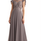 A-line Elegant Mother of The Bride Dress Evening Illusion Lace Long Chiffon