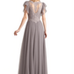 A-line Elegant Mother of The Bride Dress Evening Illusion Lace Long Chiffon