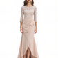 Long A-line Elegant Mother of The Bride Dress Evening Illusion Lace Ruffle Slit