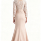Long A-line Elegant Mother of The Bride Dress Evening Illusion Lace Ruffle Slit