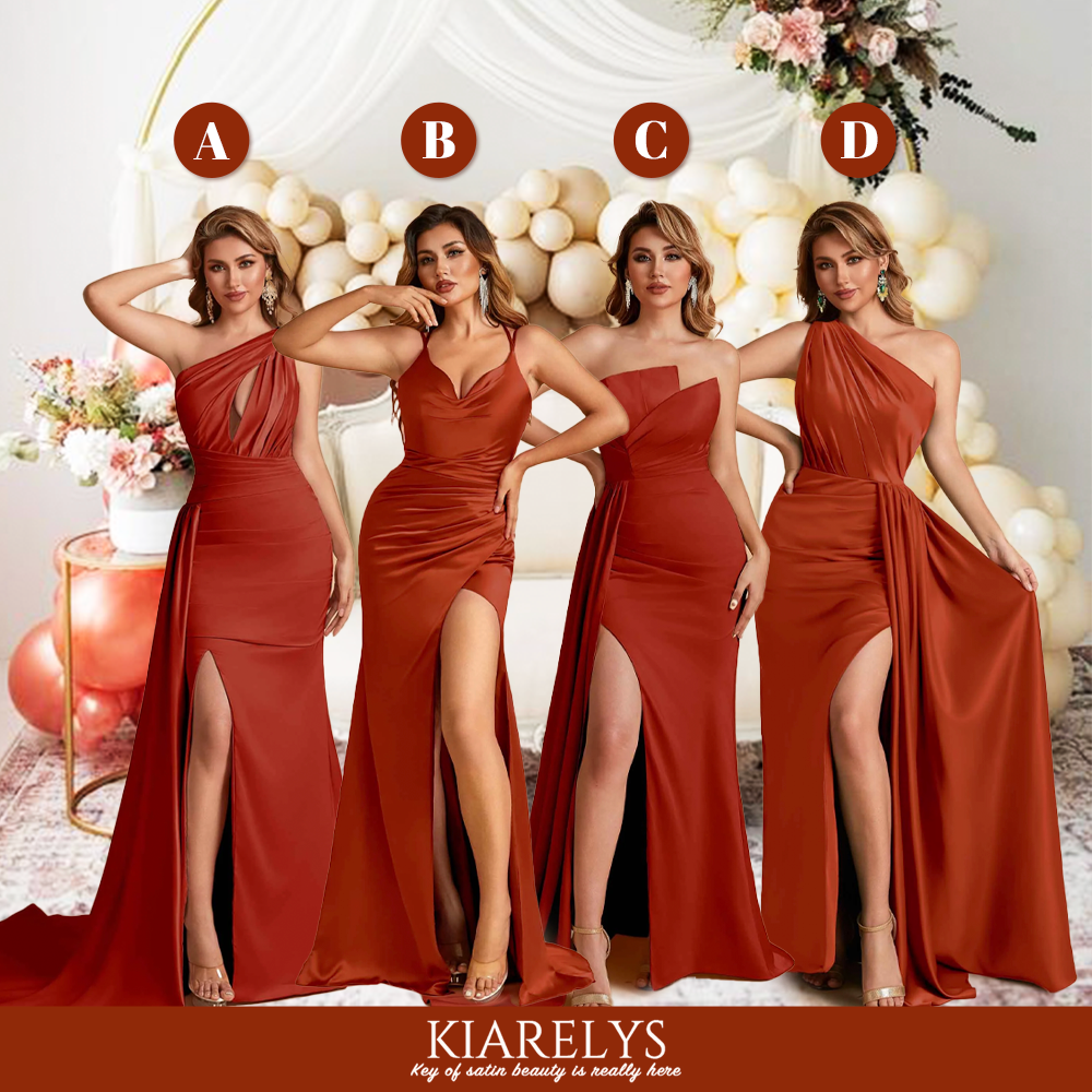 Kiarelys Elegant Satin Halter Pleats Mermaid Wedding Guest Dress Bridesmaid Dresses Floor-Length Strapless Maid of honor dresses, C Kiarelys Elegant Satin Halter Pleats Mermaid Wedding Guest Dress Bridesmaid Dresses Floor-Length Strapless Maid of honor dresses, C