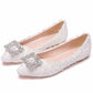 Women's Wedding Shoes Decorative Lace Pearl Wedding Flat Heels Bridal Shoes, H91