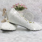 Women's Wedding Shoes Decorative Lace Wedding Low Heels Bridal Shoes, H92