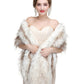 Women's Large Faux Fur Stole Bridal Winter Fur Wraps and Shawls Wedding Faux Mink Shrug for Bridesmaids