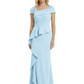 A-Line Satin Cap Sleeves Mother of the Brides Dresses Floor Length For Wedding