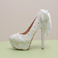Elegant Women's Wedding Shoes Decorative Lace Wedding Heels Bridal Shoes With Beading, H97