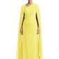Elegant Asymmetric Neck Long A-Line Chiffon Mother of the Brides Dresses Mom Outfit with Cape