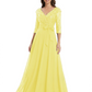 Chiffon Mother of the Bride Dress with Sequin V-Neck and Elegant Bow Sash