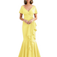 Satin Mother of the Bride Dress with Cascading Ruffles and Mermaid Tail V-Neck