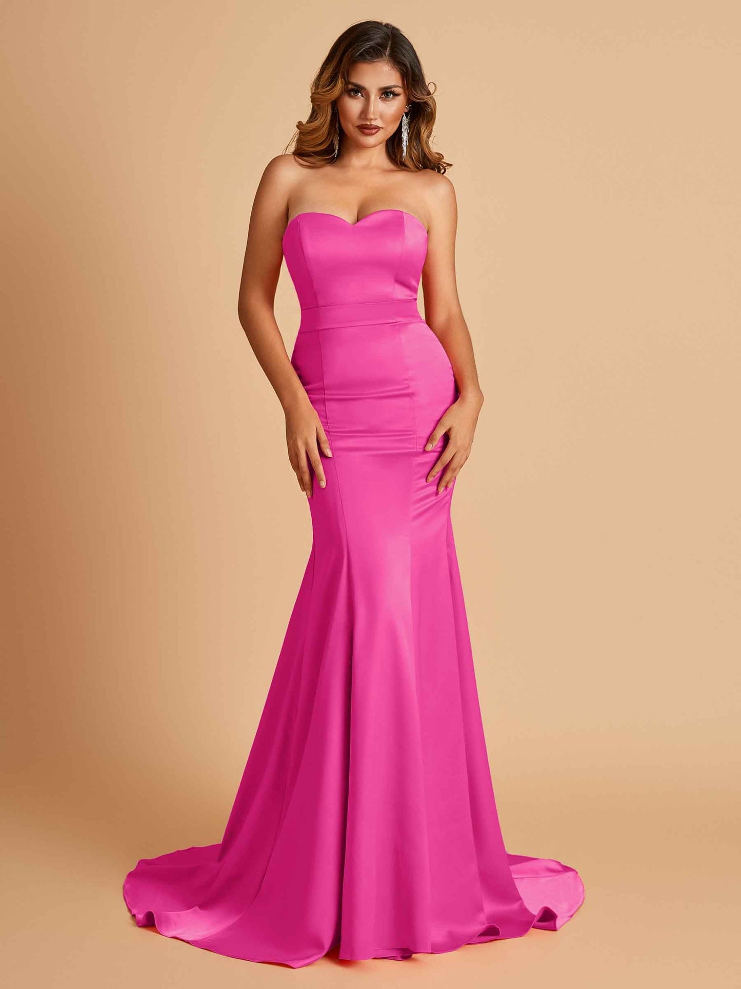 Sexy Satin Sweetheart Mermaid Prom Dresses Strapless Floor Length
